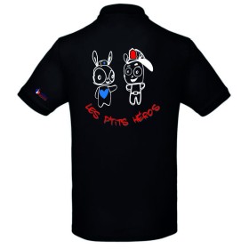 LES P'TITS HEROS POLO FEDERATION NOIR ADULTE FEMME